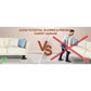 A man lifts a sofa with a red X, while on the left, a sofa is easily moved using Heavy Duty Furniture Sliders with a green check. Text: Use Heavy Duty Furniture Sliders to avoid injuries and prevent carpet damage.