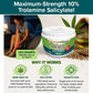 A woman applies Hempvana Leg Cramps cream to her leg for soothing relief from leg cramps. The cream container is shown, highlighting its 10% trolamine salicylate, hemp seed oil, FDA-listed status, and its effectiveness as a muscle pain cream for relieving leg cramps.