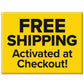 Yellow sign with bold black text: FREE SHIPPING Activated at Checkout! Perfect for your Instant Foot Peeling Spray or other cracked feet essentials.