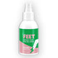 White spray bottle labeled Instant Foot Peeling Spray with pink and green design, featuring a leg and foot drawing. Revitalizes and softens with coconut & algae; ideal callus remover for cracked feet.