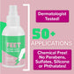 A bottle of Instant Foot Peeling Spray is featured as a callus remover, highlighting Dermatologist Tested, 50+ applications, and Chemical Free—no parabens, sulfates, silicone, or phthalates.