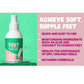 A bottle of Instant Foot Peeling Spray on a green background. Text highlights: achieve soft feet, easy to use, moisturizing, reduces cracked feet and calluses, no harsh chemicals.