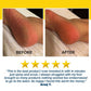 Before and after photos show cracked feet transformed to smooth skin using Instant Foot Peeling Spray; a five-star review and glowing testimonial highlight its effectiveness.