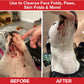 Side-by-side photos of a dog's chin and neck reveal irritated skin in the before image and clear, healthy skin in the after image, with a finger gently lifting the dog's head in both photos. The transformation showcases the effectiveness of using Pet RXⓇ Topical Wipes for Cleansing as a dog hot spot treatment.
