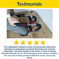 A person grips the black and red Portable Total Body Trainer push-up bars on a wooden floor while wearing a smartwatch. Below the image, five gold stars and a testimonial highlight the product’s excellent resistance, sturdy build quality, and comfortable non-slip handles. This travel-friendly fitness equipment makes it easy to take your workout anywhere.