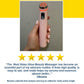 A hand holds a pink Real Glass Glow Beauty Massager with a digital display. Below, Oksana gives a five-star review, praising its pore care and effectiveness.