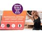 A person wears a black Red Light Therapy Wrap around their waist, with text overlay highlighting a heating effect, soft material, and a convenient controller for targeted joint pain relief.