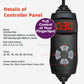 Handheld controller for a Red Light Therapy Wrap, featuring a digital timer display and buttons for mode, light energy intensity, timer duration, and power, with labels explaining the settings.