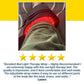 A black Red Light Therapy Wrap emitting red light is secured around a person’s knee, positioned above a five-star review.