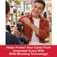 A man smiles while holding the Slim Compact RFID Wallet and a credit card near a payment terminal. Text below reads, Helps Protect Your Cards From Unwanted Scans With RFID-Blocking Technology!.