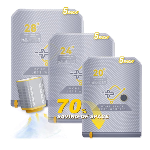 Vacuum Bags for Travel with Wireless Rechargeable Pump (15 Bags)