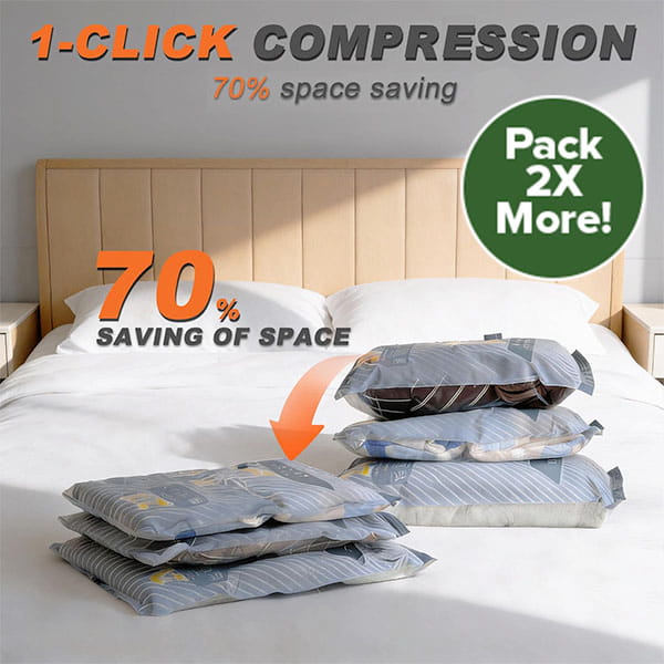 Vacuum Bags for Travel with Wireless Rechargeable Pump (15 Bags)