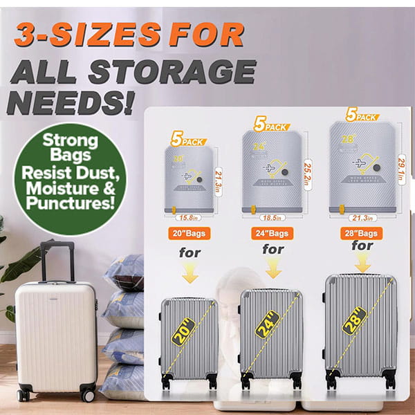 Vacuum Bags for Travel with Wireless Rechargeable Pump (15 Bags)