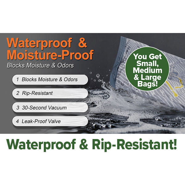 Vacuum Bags for Travel with Wireless Rechargeable Pump (15 Bags)