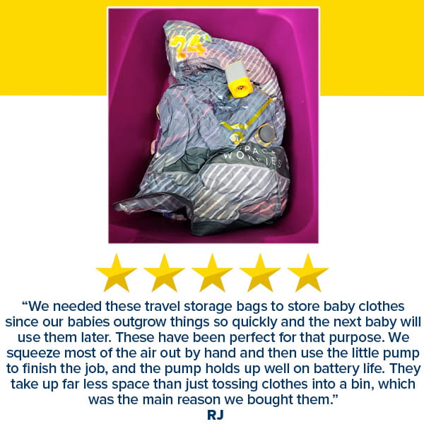 Vacuum Bags for Travel with Wireless Rechargeable Pump (15 Bags)