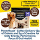 PowerRoast™ Protein + Creatine Coffee advertisement featuring our invigorating cold-brew made from 100% Arabica beans, served chilled alongside the signature PowerRoast™ bag. Bold text spotlights 12g protein, 5g creatine, 30 servings per bag, free shipping, and a range of health benefits. Discover the ultimate fusion of protein coffee and creatine coffee in every sip with PowerRoast™ Protein + Creatine Coffee.
