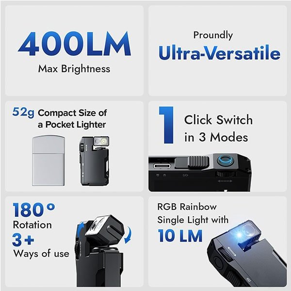Rechargeable 400 Lumens Dual Light Flashlight