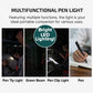 Rechargeable LED Pen Flashlight with Green Beam, Red Light & White Light