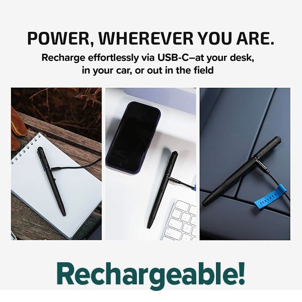 Rechargeable LED Pen Flashlight with Green Beam, Red Light & White Light