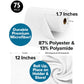 The Reusable Microfiber Cleaning Towels (You Get 75 Towels) are eco-friendly, super-absorbent cloths—each 12 x 1.7 inches, made of 87% polyester/13% polyamide—shown rolled for storage and unrolled for use.
