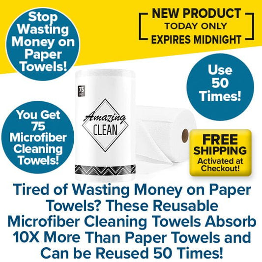 Main product image: Reusable Microfiber Cleaning Towels (You Get 75 Towels)