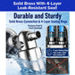 Diagram showing a solid brass faucet connector with 4-layer sealing rings, emphasizing durability and leak resistance—ideal for attaching the Shower Filter for Natural Skin & Healthy Hair to guarantee a cleaner bathing experience. Includes close-up images and a comparison with a leaking plastic connector.