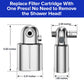 The Shower Filter for Natural Skin & Healthy Hair features a sleek silver filter cartridge, measuring 5x3.31 inches from the front and 2.93x1.85 inches from the side. Easily upgrade your shower for healthy hair and a cleaner experience—just press to replace the chlorine filter without removing your shower head.
