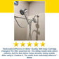 A Shower Filter for Natural Skin & Healthy Hair is attached to a showerhead in a tiled bathroom. Below the image, there’s a five-star review praising the chlorine filter for improving water quality and making cartridge changes easy, with the reviewer’s name, Steve.