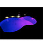 At night, a kidney-shaped pool glows with shimmering blue and purple Solar Pool Lights for Inground & Above Ground Pool, while small garden lights softly illuminate the edges against the darkness.