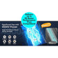 A graphic shows the Solar Bug Zapper With Collapsible Light glowing blue, attracting mosquitoes and moths. Text highlights 4500V outdoor pest control and “up to 4X better performance than competitors” with an Ours vs Others comparison.