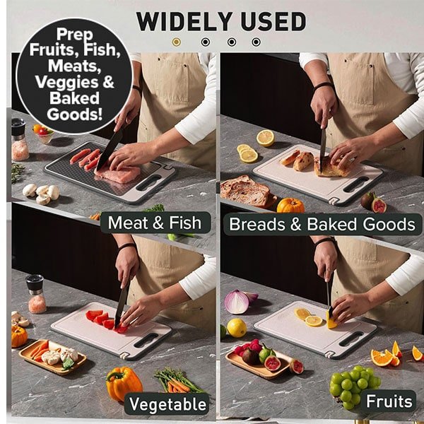 Stainless Steel Double-Sided Cutting Board with Knife Sharpener