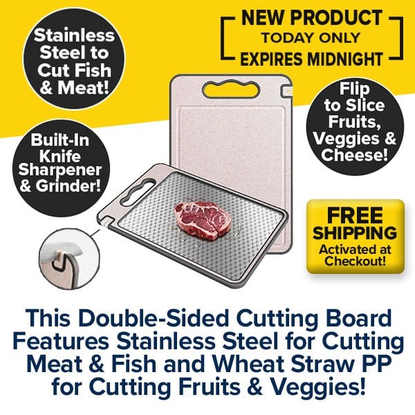 Stainless Steel Double-Sided Cutting Board with Knife Sharpener