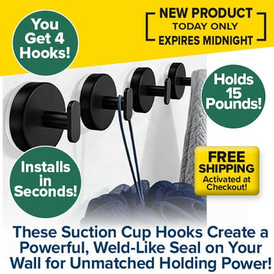 Strong Suction Cup Hooks (Pack of 4)