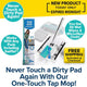 Introducing the Tap Mop, featuring a pioneering foot tap-lock system for truly hands-free operation. Compatible with Swiffer pads, the Tap Mop makes cleaning effortless and efficient. Each package includes versatile mop pads and bonus wipes, with packaging showcasing a woman easily cleaning her floors using the Tap Mop. Enjoy free shipping and take advantage of our limited-time offer—experience hassle-free floor care today!.