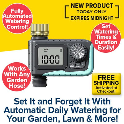 The Water Timer for Garden Hose provides easy automated watering and scheduling for any irrigation system. Enjoy effortless garden care with free shipping and a limited-time offer!.