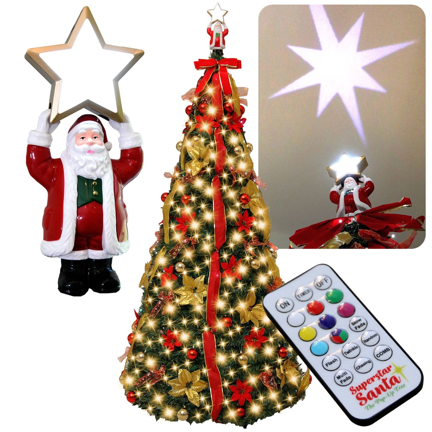 Superstar Santa Pop-Up Christmas Tree by Star Shower