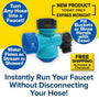The Garden Hose Faucet Connector With Tap in blue turns any hose into a faucet with adjustable water settings, stream or shower modes, and a 360° rotating tap. Enjoy easy rinsing and free shipping—limited-time offer!.