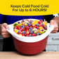 6 Hour Bowl with fruit in it. Text says "Keep Cold Food Cold For Up to 6 Hours!"