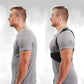 Two pictures side by side of man, in the photo on the left he is slouched a little and not wearing Hempvana Arrow Posture, in the photo on the right he is standing straight up and wearing Hempvana Arrow Posture