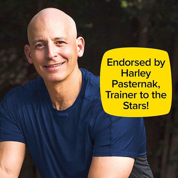 Harley Pasternak with forest background. Text says "Endorsed by Harley Pasternak, Trainer to the Stars!"