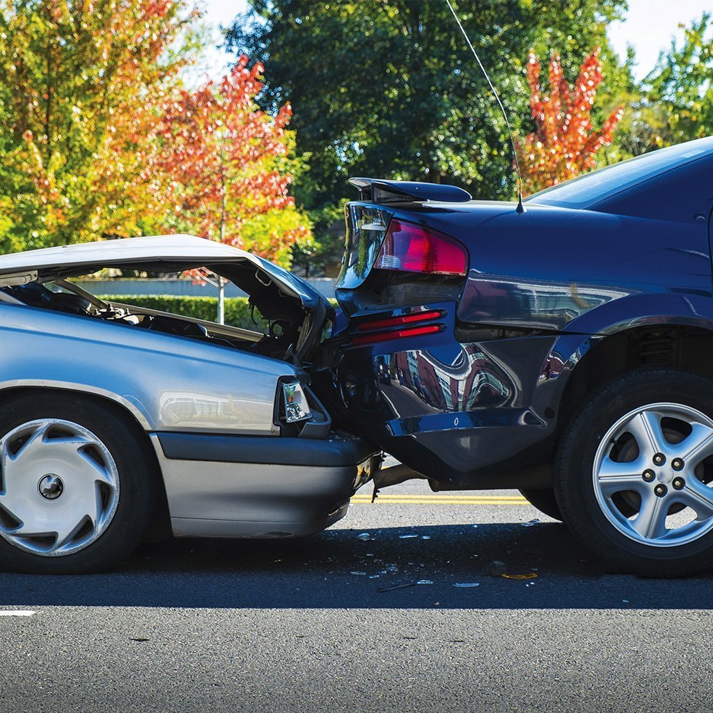 Car accident after a car rear ended the other one