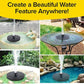 4 images of Fast Fountain by Pocket Hose in different outdoor settings; bird baths, pond, fountain. Text says "Create a Beautiful Water Feature Anywhere!"