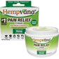 Open jar of Hempvana Pain Relief Cream next to its packaging