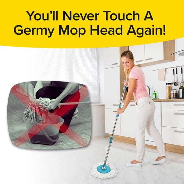 360 DEGREE SPINNING MOP BUCKET HOME CLEANER CLEANING WITH TWO SPIN MOP  HEADS