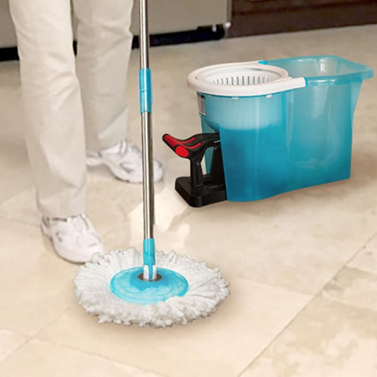 Hurricane Spin Mop and bucket in use