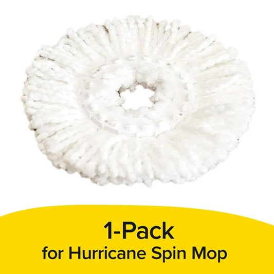 Hurricane Spin Mop replacement mop head isolated on white and yellow background