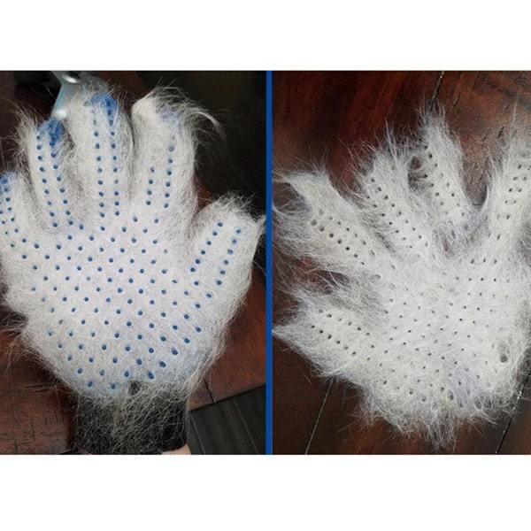 Pet Grooming Gloves after use covered in fur
