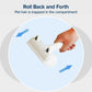 Close up of someone's hand holding a Pet Hair Remover. Text says "Roll Back And Forth, Pet hair is trapped in the compartment"