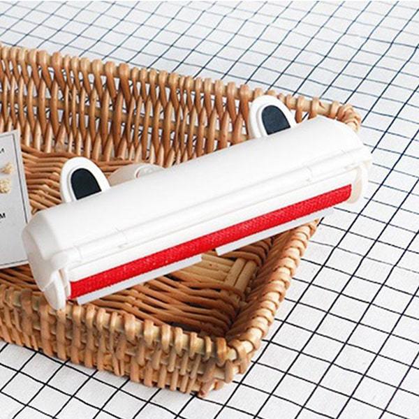 Pet Hair Remover in wicker basket on tile floor