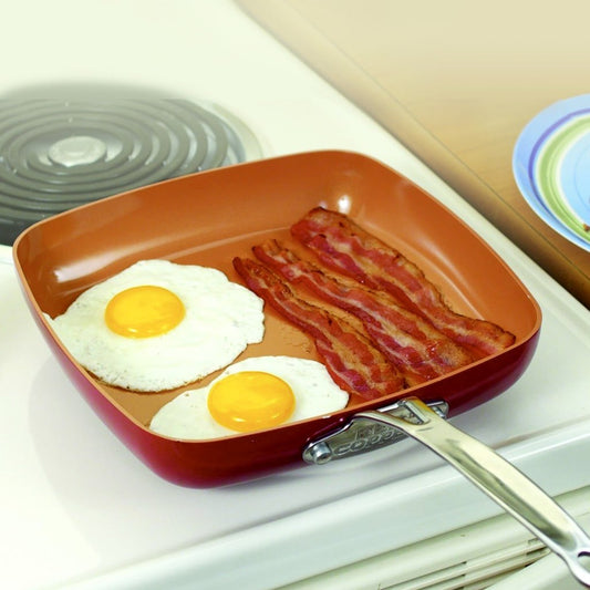 TELEBrands 10688-6 12-Inch Red Copper Non-Stick Pan at Sutherlands